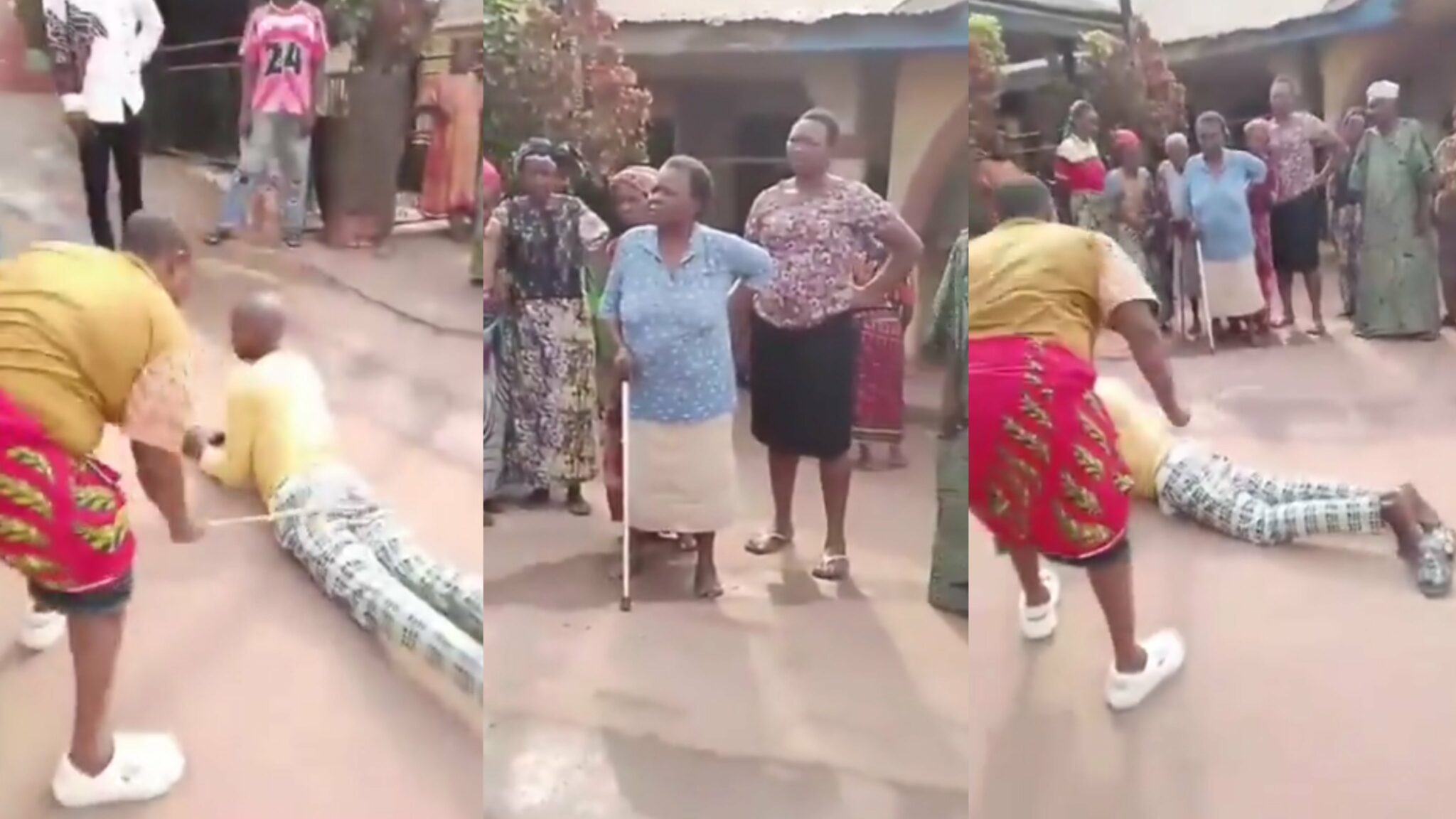 Daughters of the community discipline man with 30 strokes of cane for beating his parents in Abia State